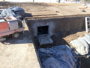 Saw cuts for new crawlspace access