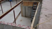 Placing 8 inches of concrete