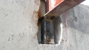 Steel post extensions are welded