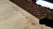 Floor plywood is nailed to rim board