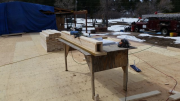 Wall components are built on table
