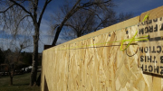 Exterior walls are braced by strings