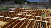 Floor joists are braced before sheathing
