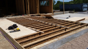 School room floor joists braced before sheathing