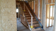 Temporary stair safety railing installed