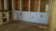 Thermo barrier behind tub for insulation.