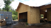 Garage walls are framed.