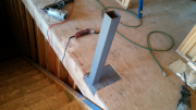 Stair half wall steel post.