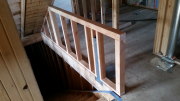 Stair half wall is framed