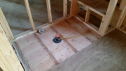 Guest shower framed for accessible curbless shower