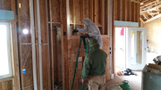 Fireplace walls were insulated with closed cell foam insulation