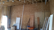 Interior garage walls are sheathed