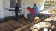 Preparing to place concrete at rear patio