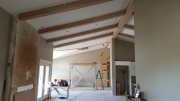 Ceiling beams in family room