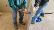 Half inch durock underlayment glued & nailed to subfloor