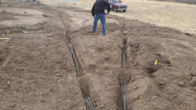 Landscape irrigation trenching