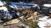 Truss gables are sheathed on ground