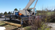 Crane on site to install trusses