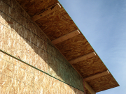 Roof overhangs are supported with 2x4 outriggers
