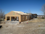 View from driveway of new garage
