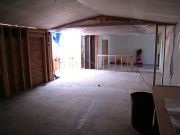 View from fireplace to dining room