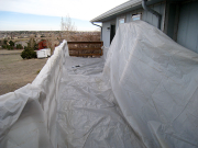 Existing deck is protected with plastic