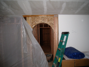 New arch between living area & old garage