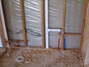 Plumbing in powder room is finished