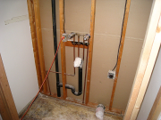 Drywall in old laundry closet is removed