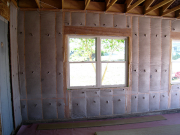 Garage walls are insulated with cellulose