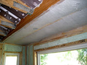 Ceiling above kitchen nook is insulated