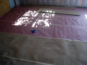 Garage floor is protected before drywall