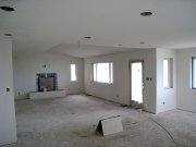 Living room drywall texture is complete