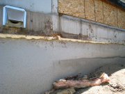 Sill plate on old part of home sealed from outside