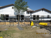 Front of house is wrapped with foam