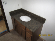 Granite countertop in hall bath installed