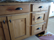 Cabinet hardware is installed
