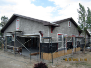 Stucco scratch coat is finished