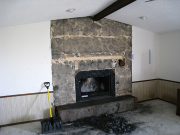 Stone from fireplace is removed