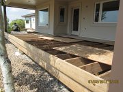 New deck under roof is framed