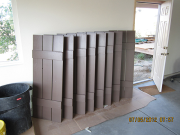 Window shutters are painted