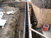 Forms and rebars for foundation walls