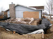 New wall is sheathed with OSB