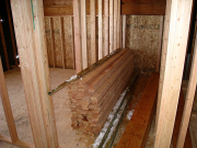 Studs for new garage are stored inside