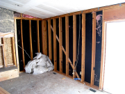 Insulation from some old walls is removed