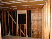 New window opening in old garage new laundry