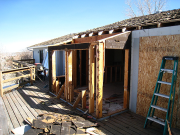Old kitchen nook and part of roof are demolished