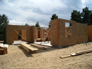 First floor walls are framed and sheathed
