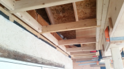 Soffit between deck and house is framed