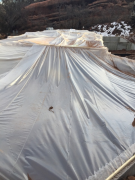 Crawlspace tented for heating